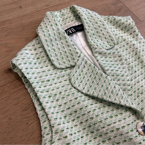 Zara Tweed Short Textured Waistcoat Vest - Picture 3 of 11